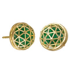 Roule and Co. Emerald Gold Shaker Dome Earrings