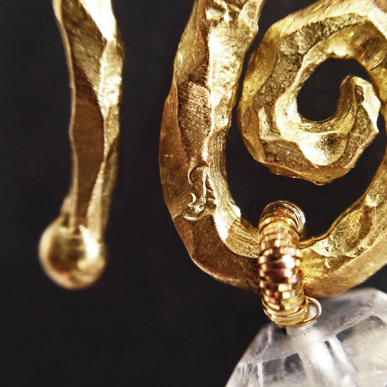 Pamela Froman Long Moonstone Diamond Gold Scrolls Necklace 1