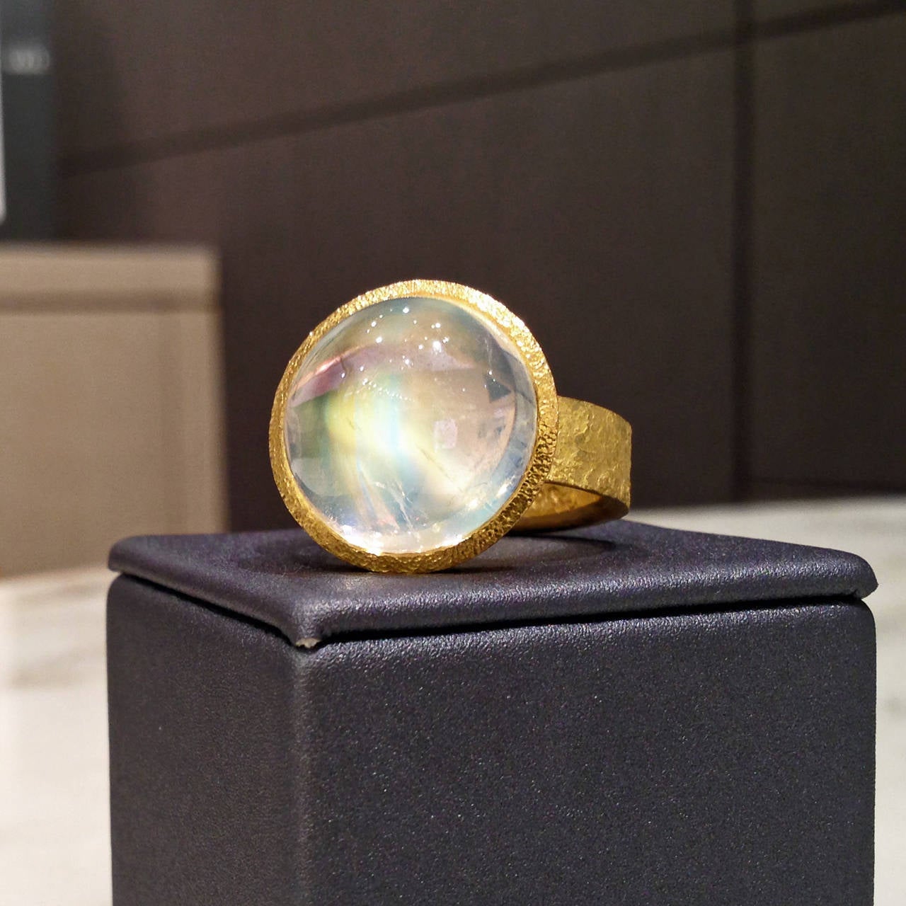 Women's Devta Doolan Exceptional Quality Rainbow Moonstone Gold Ring