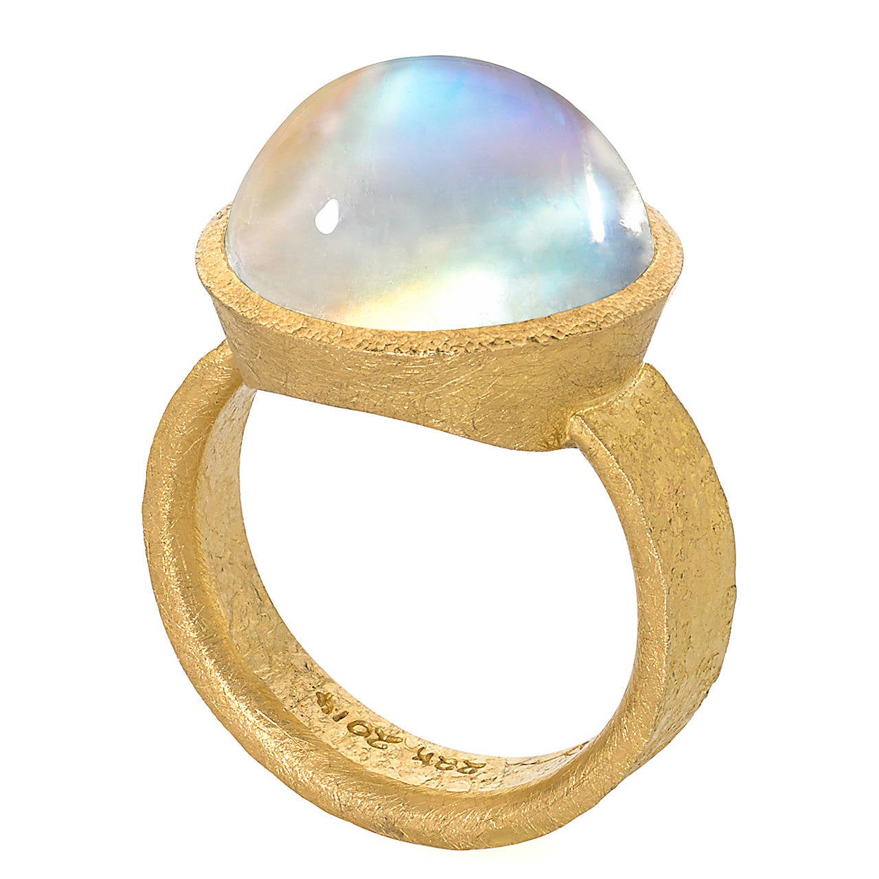 Devta Doolan Exceptional Quality Rainbow Moonstone Gold Ring