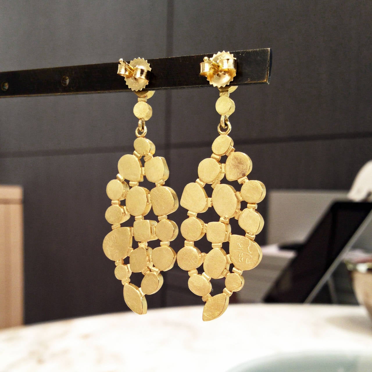 Artist Petra Class Faceted Diamond Natural Diamond Gold Mosaic Earrings