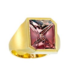 Atelier Munsteiner Faceted Rubelite Tourmaline Gold Solitaire Ring 2