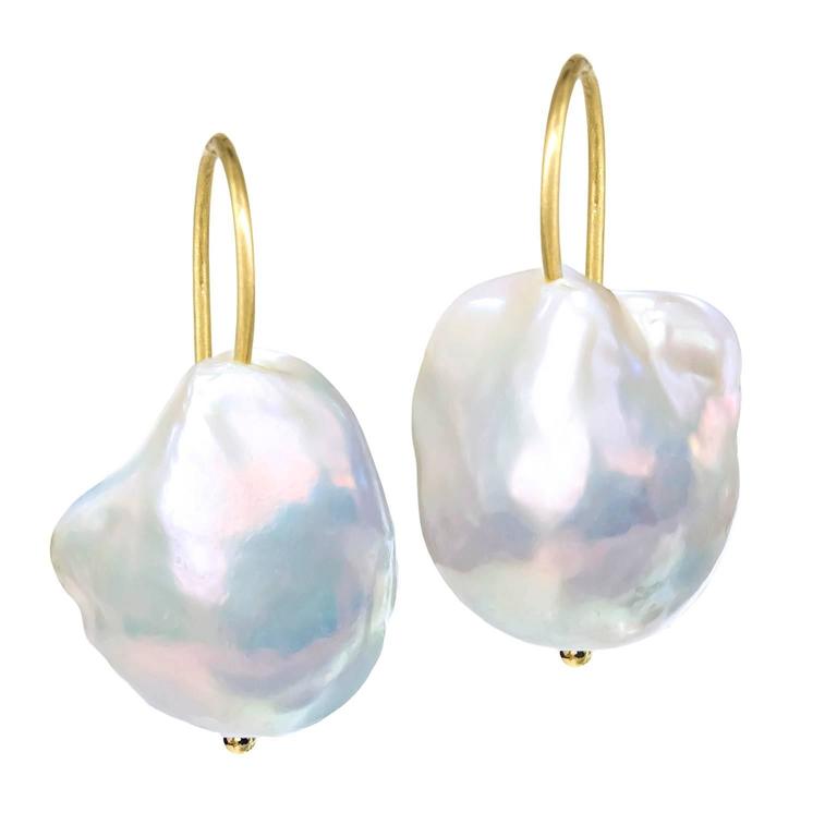 Rus Trusso Colorful White Freshwater Baroque Pearl Drop Earrings Rus Trusso Colorful White Freshwater Baroque Pearl Drop Earrings For