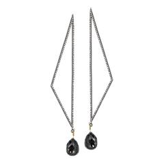 Fern Freeman Black Diamond Briolette White Diamond Gold Modern Drop Earrings 8