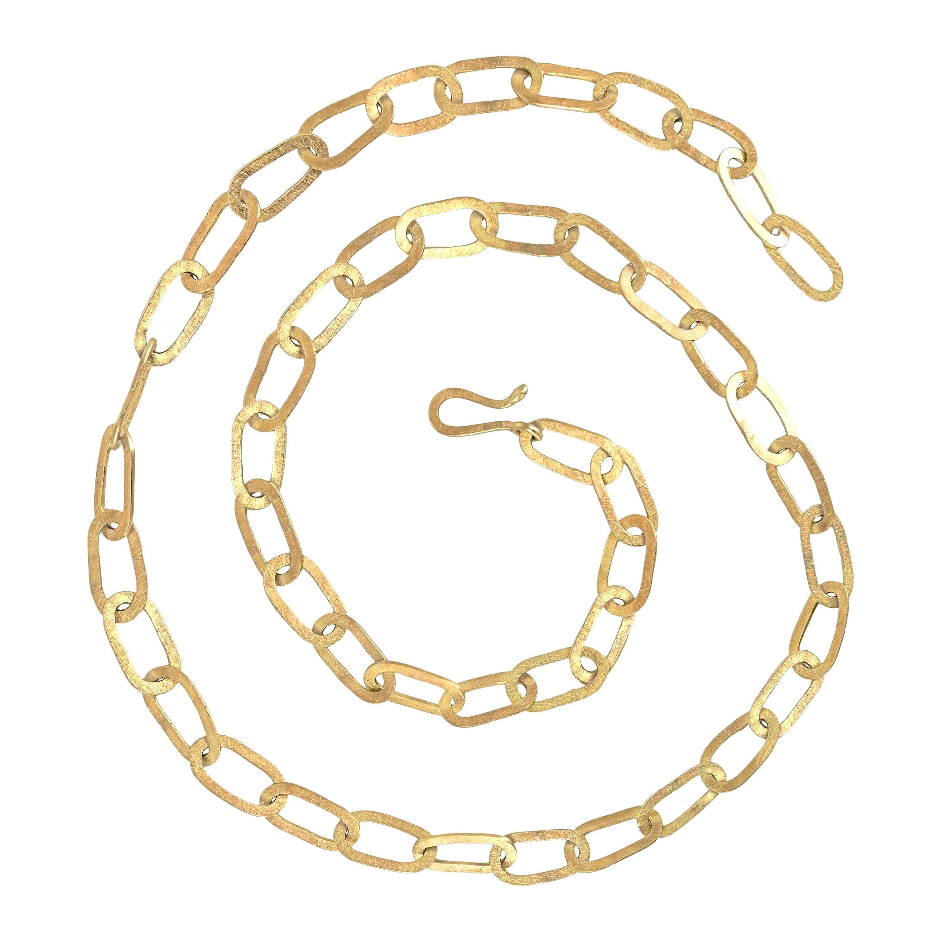 Petra Class Handmade Heavy Oval Links Matte Gold Chain Link Necklace