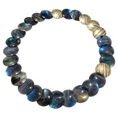 Atelier Zobel Spectrolite Labradorite Diamond Gold Silver Disc Necklace