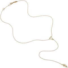 White Diamond Motif Matte Gold Open Cage Lariat Handmade Drop Necklace