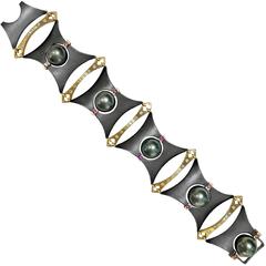 Award Winning Rolling Tahitian Pearl Color Change Garnet Diamond AXIS Bracelet 2
