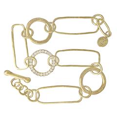 White Diamond Circle Gold Handmade Multi Link Bracelet