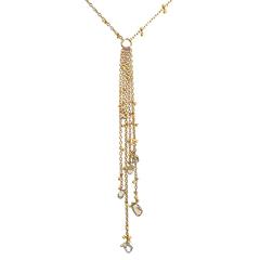 Mehrfarbige Diamant Briolette Gold Fransen Einzigartige Tropfen Halskette