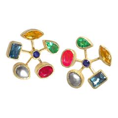 Petra Class Ruby Sapphire Pearl Tourmaline Citrine Topaz Handmade Stud Earrings