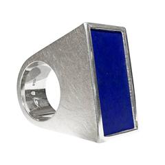 Erich Zimmermann Modernist Lapis Lazuli Silver One of a Kind Blocks Ring