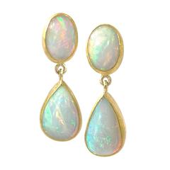 Petra Class One of a Kind Multicolored Fire White Opal Dangle Drop Earrings