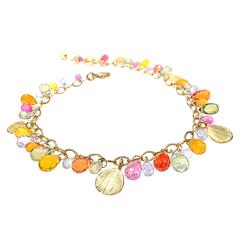 Barbara Heinrich Multicolored Sapphire Faceted Briolette Gold Petals Bracelet