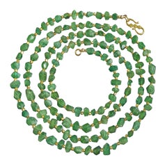 One of a Kind Faceted Green Tourmaline Gold Long Necklace 7