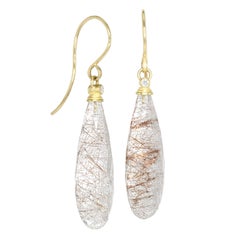 Barbara Heinrich Rutile Quartz Faceted Briolette Diamond Dangle Drop Earrings 9