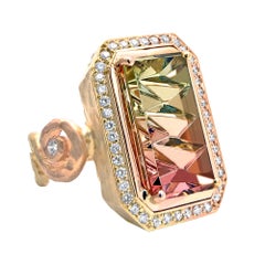 Pamela Froman White Diamond John Dyer Watermelon Tourmaline Mixed Gold Ring