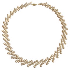 Estyn Hulbert Champagne Pearl Ascending Ribbon Necklace