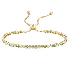 Fern Freeman One of a Kind Emerald and Diamond Gold Box Chain Bolo Bracelet