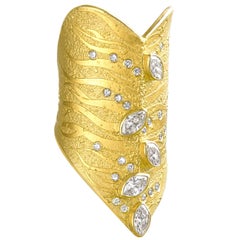 Atelier Zobel One of a Kind Marquise and Round Diamond Golden Sleeve Ring