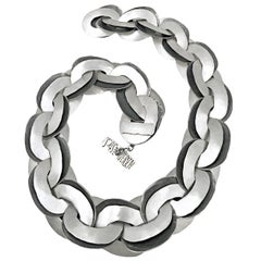 John Iversen, collier à double maillon en argent martelé, unique en son genre