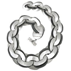 John Iversen One of a Kind Hammered Silver Double Link Chain Necklace