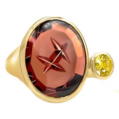 Atelier Munsteiner Spessartine Garnet and Yellow Sapphire One of a Kind Ring