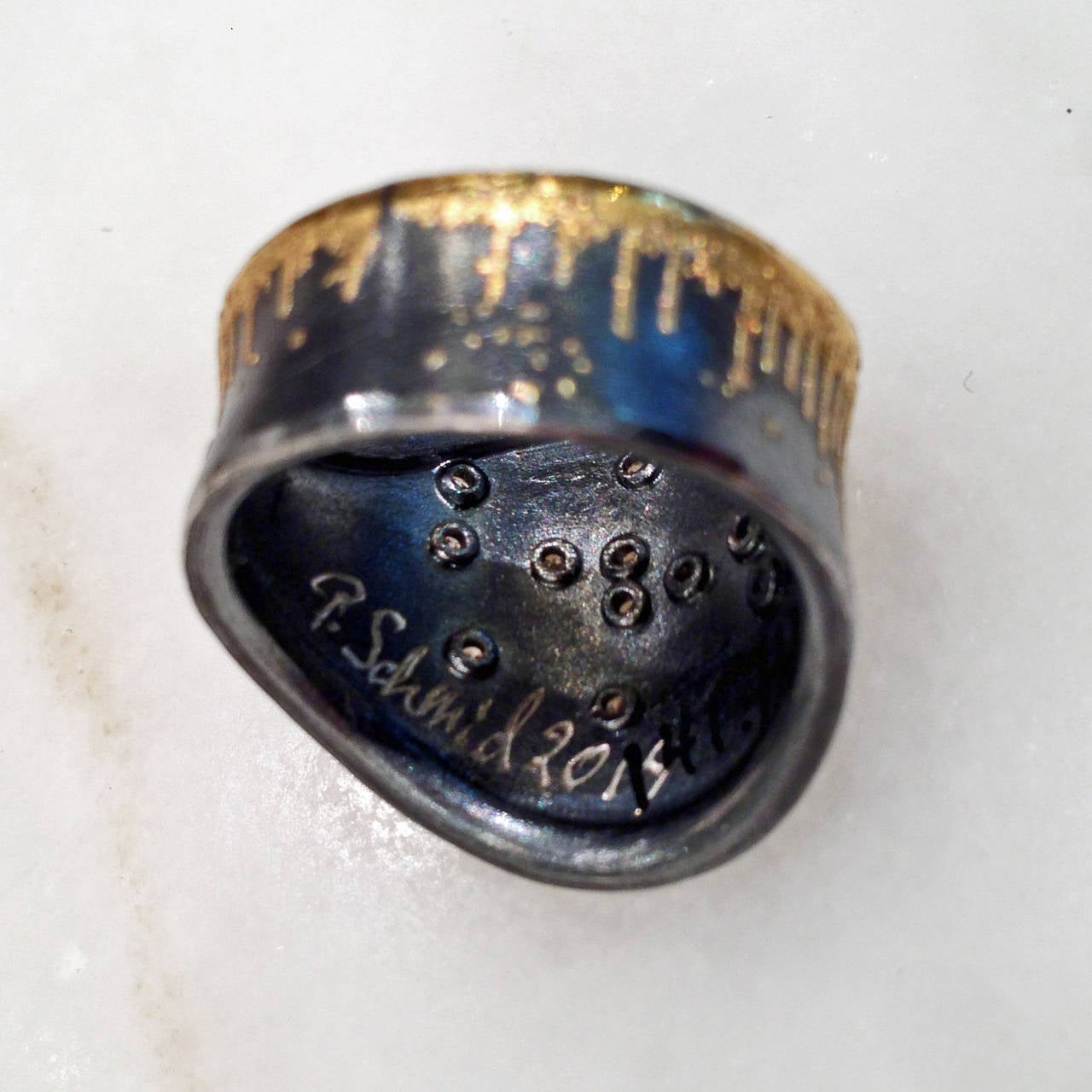Einzigartiger Atelier Zobel Diamant-Silber-Gold-Drizzle-Ring 2