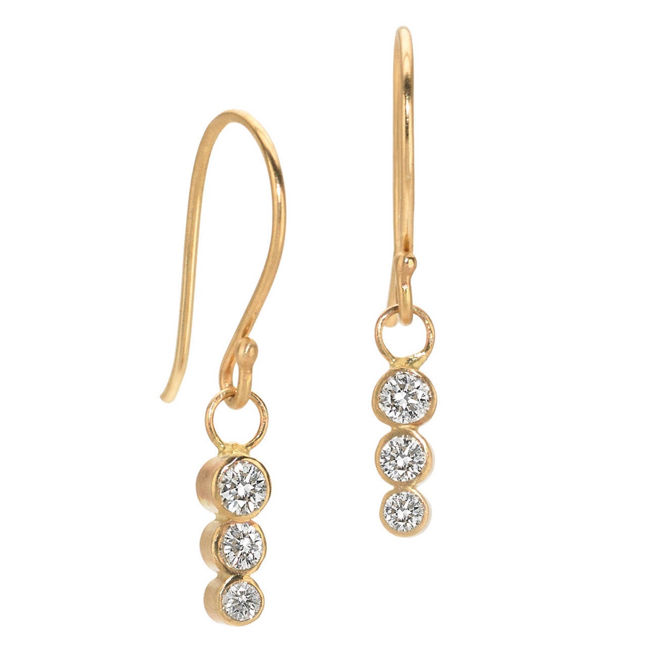 Rebecca Overmann Shimmering Diamond Gold Dangle Earrings