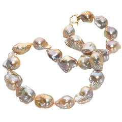 Russell Trusso Lustrous Pink Purple Blue Baroque Pearl Necklace