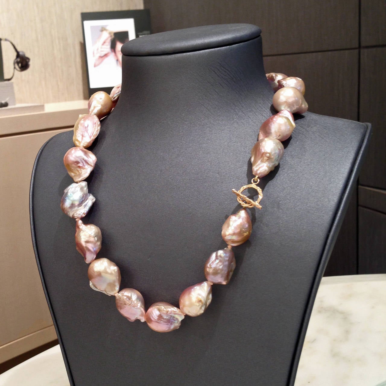 Artist Russell Trusso Lustrous Pink Purple Blue Baroque Pearl Necklace