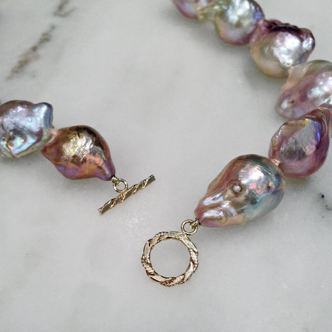 Women's Russell Trusso Lustrous Pink Purple Blue Baroque Pearl Necklace