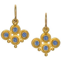 Denise Betesh Blue Sapphire Gold Quattro Earrings