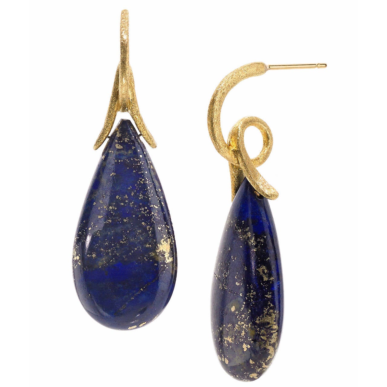 Joseph Murray Lapis Lazuli Satin Gold Loop Earrings