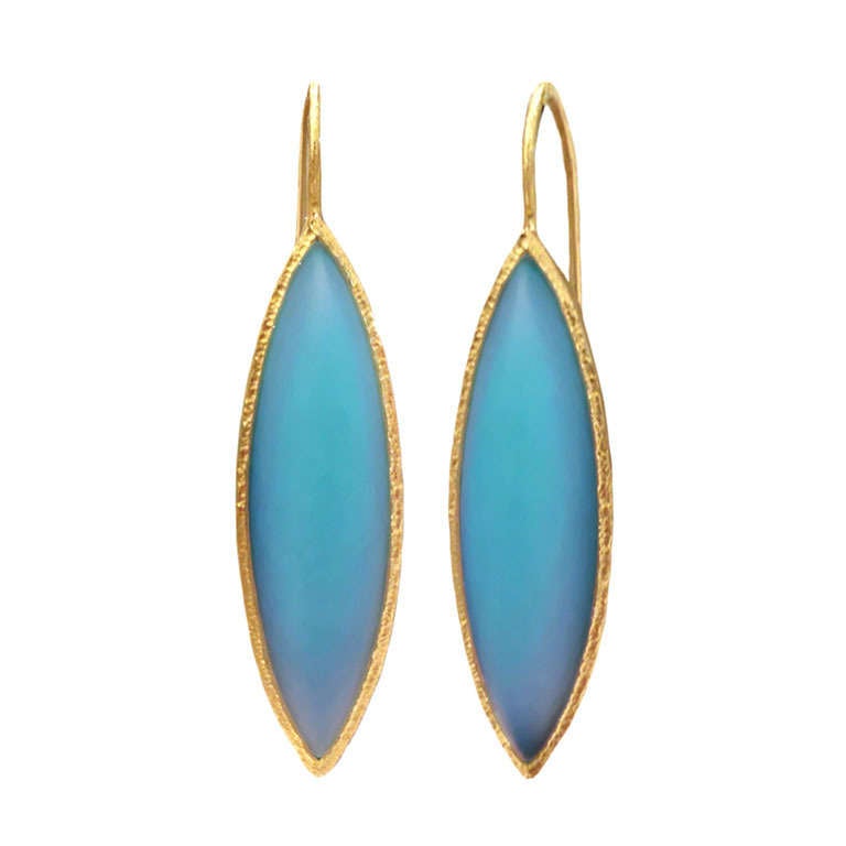Violet Blue Agate Drop Earrings