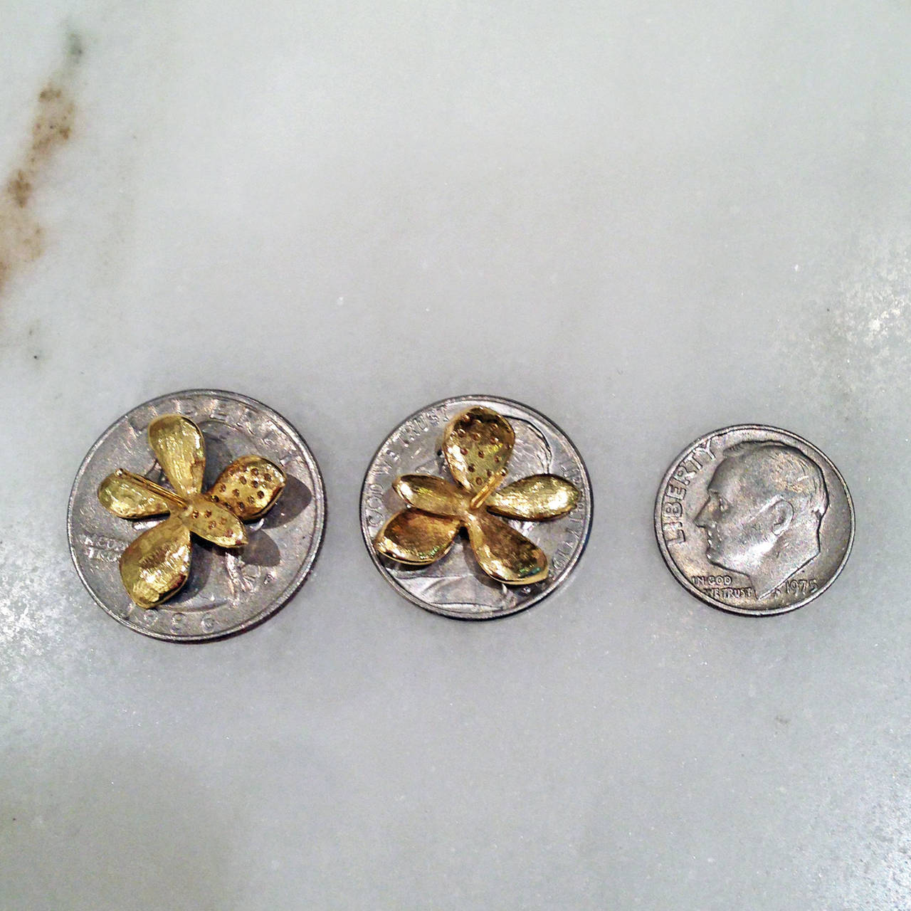 John Iversen Pave Diamond Matte Gold Hydrangea Stud Earrings 1