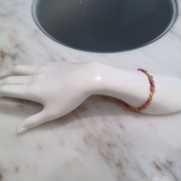 Multicolor Sapphire Gold Wing Bracelet In New Condition In Dallas, TX