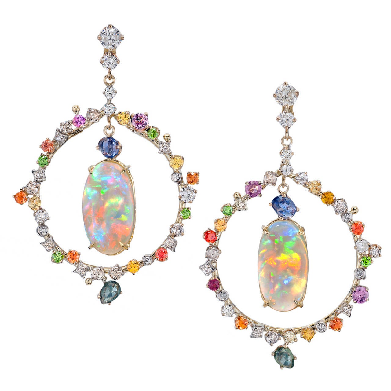 Opal sapphire earrings clearance