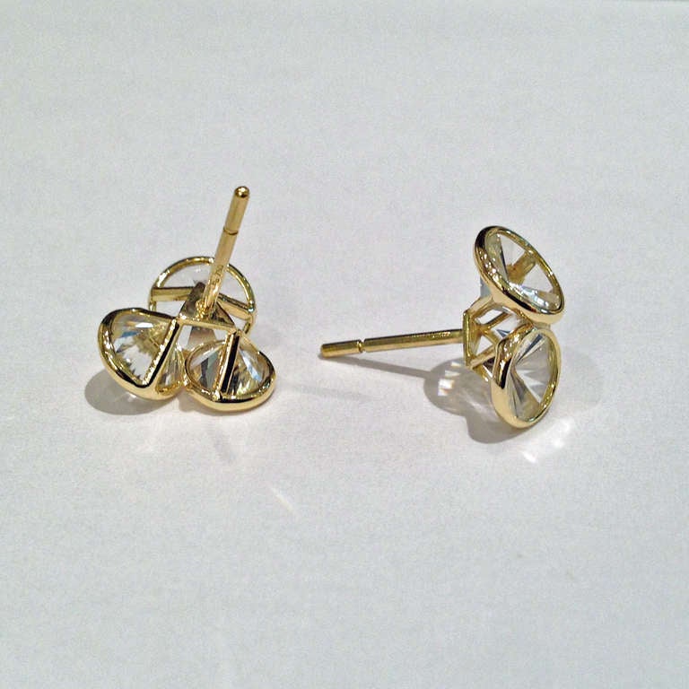 Artist Antonio Bernardo Prism-Cut Rock Crystal Gold Triple Stud Earrings