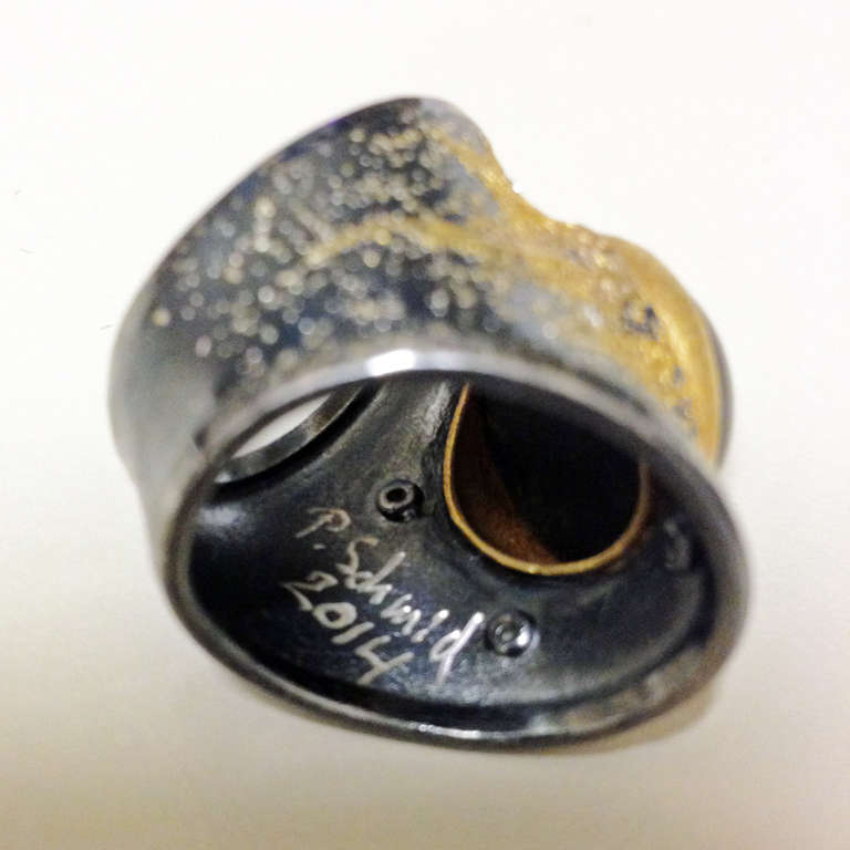 Women's Zobel Spectrolite Diamond Silver Gold Burst Ring