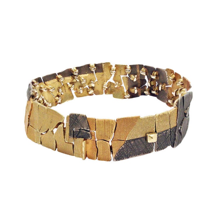 Contemporary John Iversen Intricate Museum-Quality Mixed Gold Bracelet