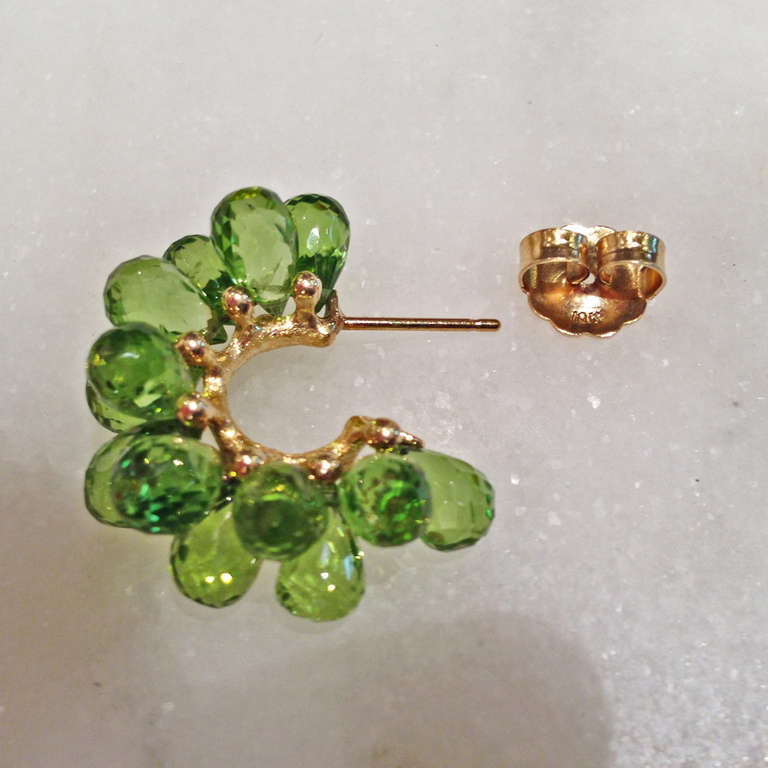 Contemporary Joseph Murray Peridot Gold Briolette Hoop Earrings