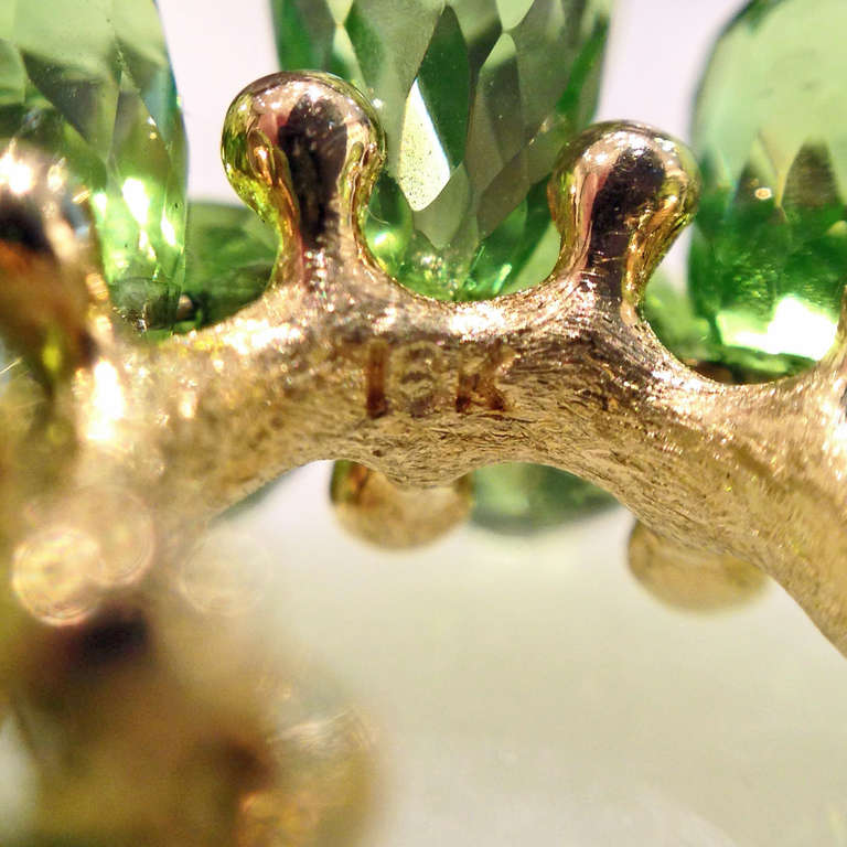 Joseph Murray Peridot Gold Briolette Hoop Earrings In New Condition In Dallas, TX
