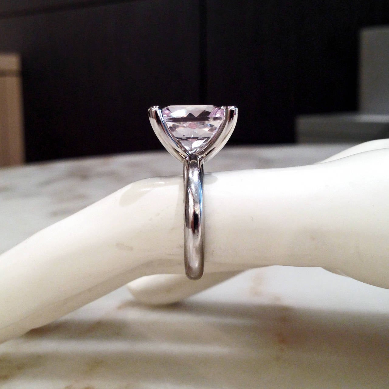 Women's Erich Zimmermann One of a Kind Pale Pink Kunzite Diamond Gold Princess Ring