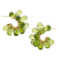 Joseph Murray Peridot Gold Briolette Hoop Earrings