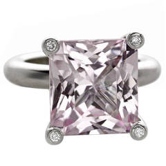 Erich Zimmermann One of a Kind Pale Pink Kunzite Diamond Gold Princess Ring