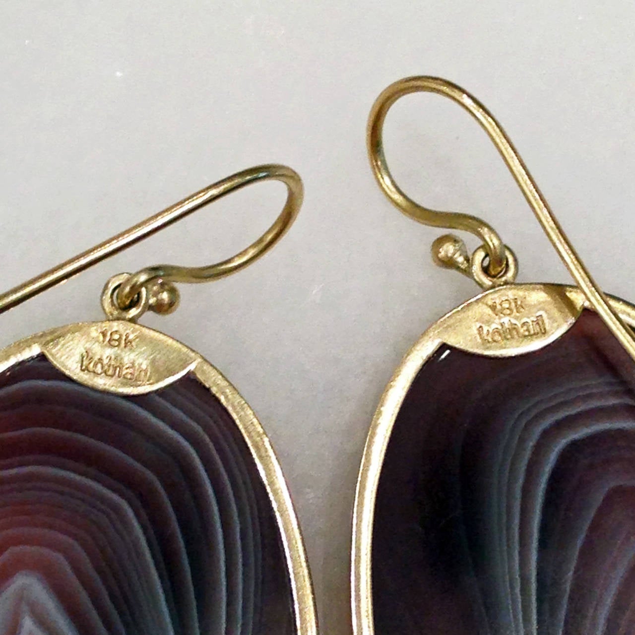 Women's Kothari Botswana Agate Inlaid Diamond Gold Wave Earrings