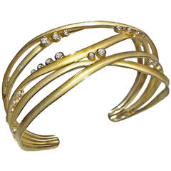 Diamond Gold Ribbon Cuff