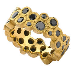 Devta Doolan Brilliant-Cut Black Diamond Gold Double Bubble Ring