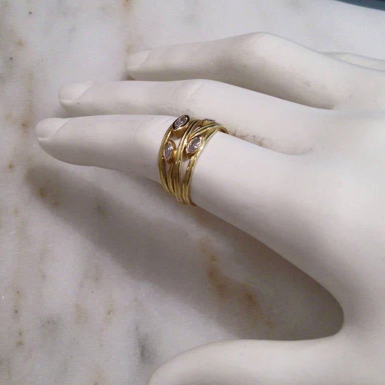 Barbara Heinrich Marquis Diamond Gold Spiral Wrap Ring In New Condition In Dallas, TX
